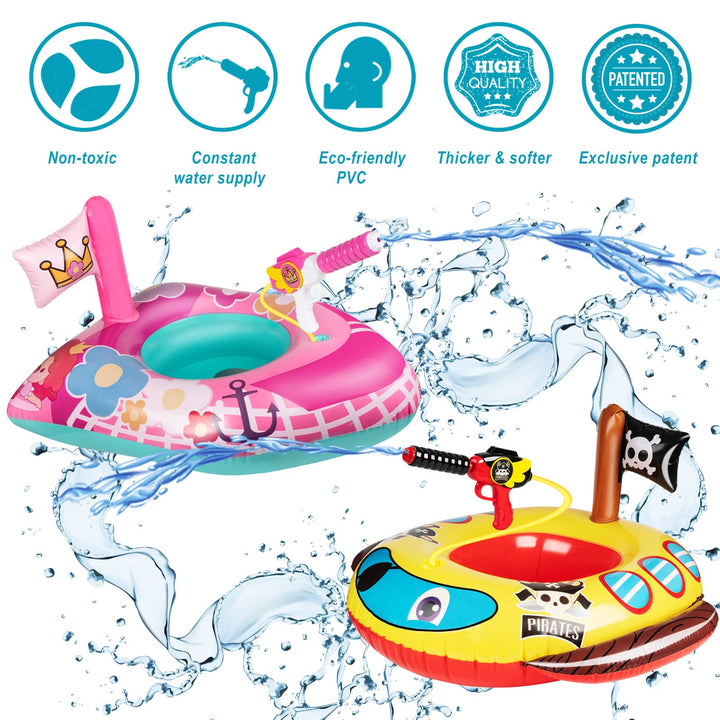 Flotadores de Piscina para Niños Pequeños con Pistola de Agua Barco Pirata y Princesa - Imagen 2