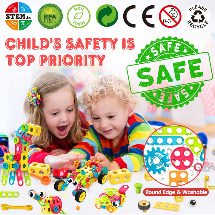 NXONE 195 Piezas Juguetes Educativos STEM Bloques de Construcción con Taladro Eléctrico - Imagen 2