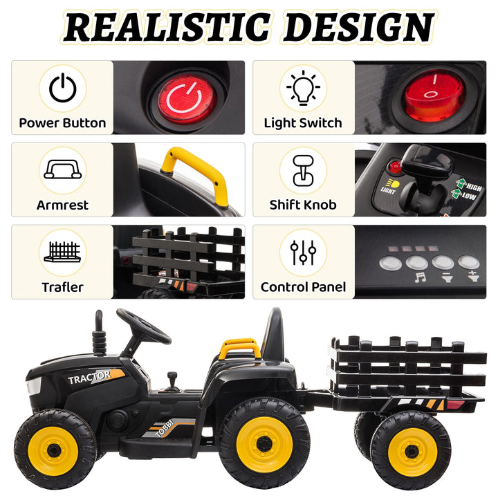 Tobbi Tractor Remolque Electrico 12V Juguete Con Bluetooth Y Luz - Imagen 3
