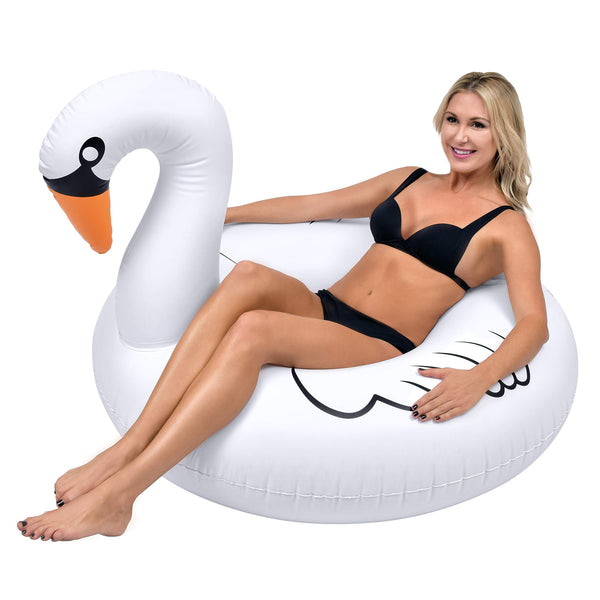 Flotador Inflable GoFloats Cisne Para Piscina 45 Pulgadas Con Válvula Rápida - Imagen 1