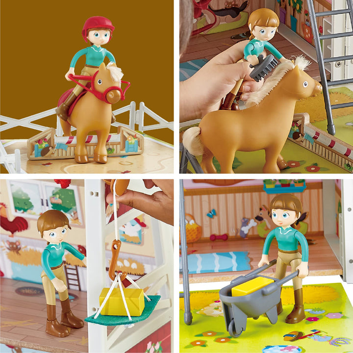 Hape Pony Ranch Barn Stable Club Playset Dos Niveles Y Accesorios Para Niños - Imagen 5