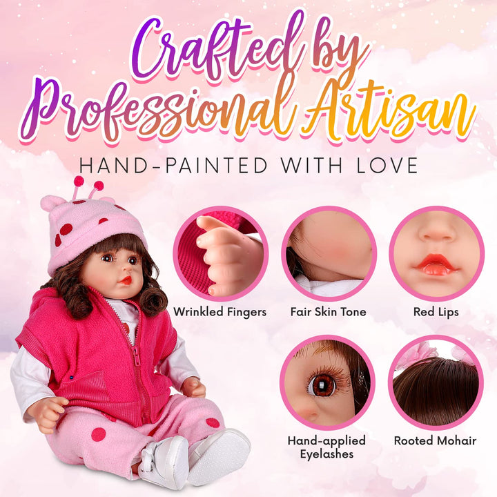 Muñeca Reborn Baby 45 Cm Suave Con Brazos Movibles Accesorios Incluidos Ideal Para Niños Y Coleccionistas - Imagen 5