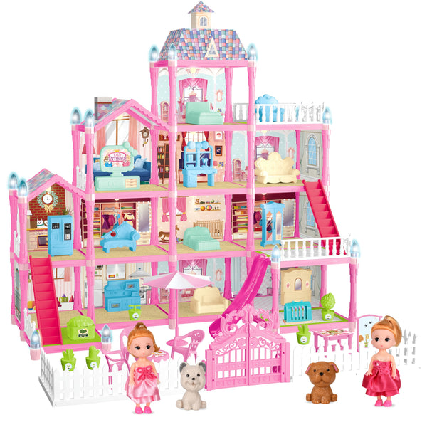 Casa De Muñecas De 11 Habitaciones Con Luces Led Muebles Y Figuras Para Niñas - Imagen 1