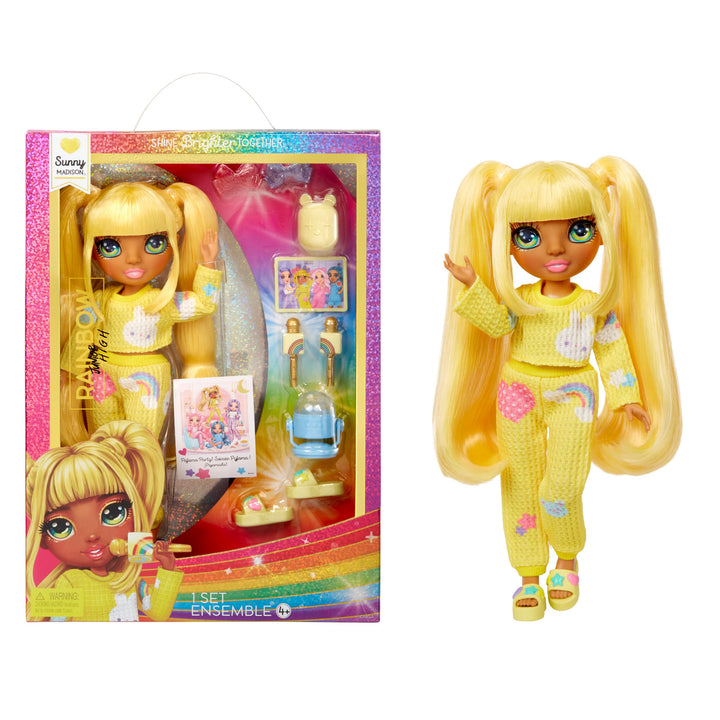 Muñeca Sunny Rainbow High Jr High Fiesta Pijamas Accesorios Divertidos 9 Pulgadas - Imagen 1