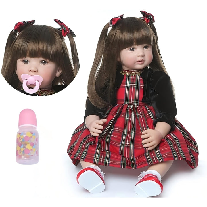 Muñeca Reborn 60 cm Con Pelo Largo y Silicona Suave para Niñas Realista y Articulada - Imagen 2