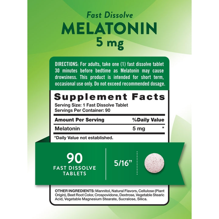 Nature's Truth Melatonina 5 mg Tabletas Disolución Rápida Sabor Baya 90 Unidades Vegano No Transgénico Sin Gluten - Imagen 2
