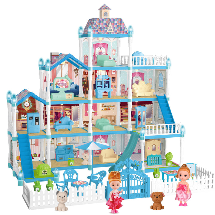 Casa De Muñecas 11 Habitaciones Con Luz Led Y Muebles Para Niñas 3+ - Imagen 1