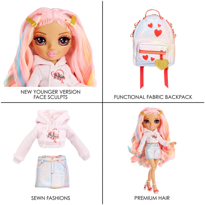 Muñeca Rainbow High Kia Hart 22.86 cm Posable Con Mochila y Accesorios Rosa - Imagen 6