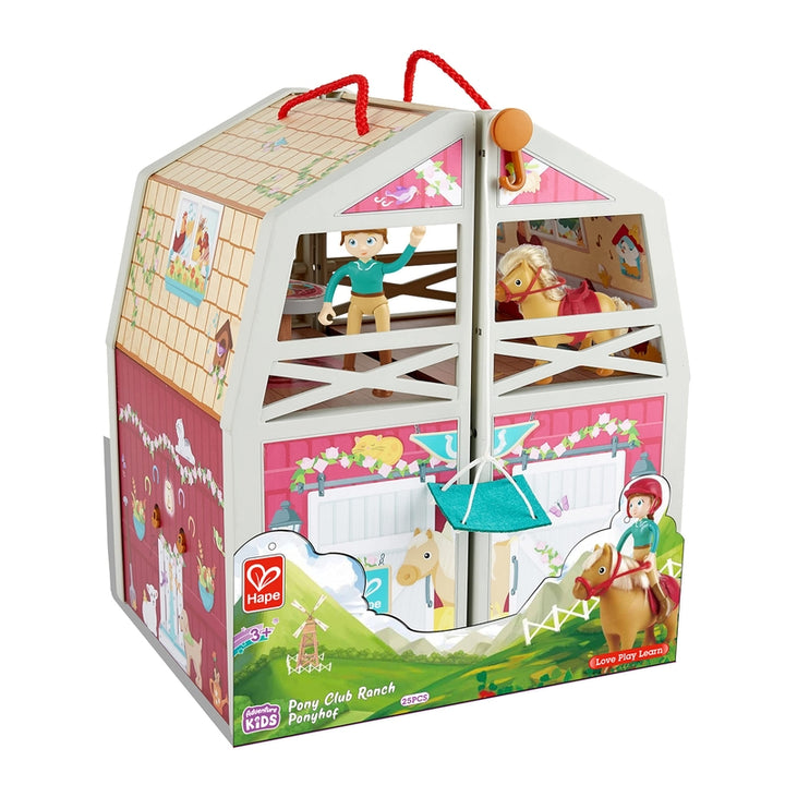 Hape Pony Ranch Barn Stable Club Playset Dos Niveles Y Accesorios Para Niños - Imagen 1