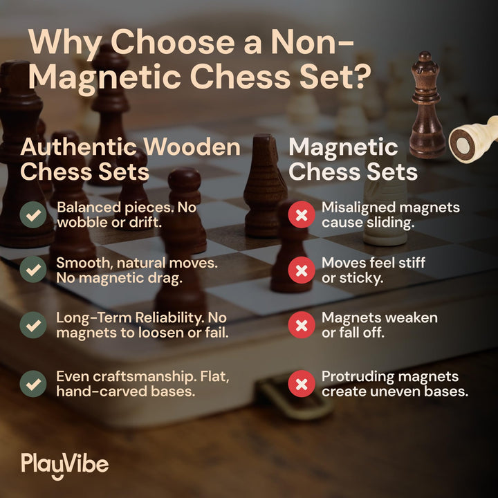 Juego De Ajedrez Y Damas De Madera Tablero Plegable 15 Pulgadas - Imagen 9