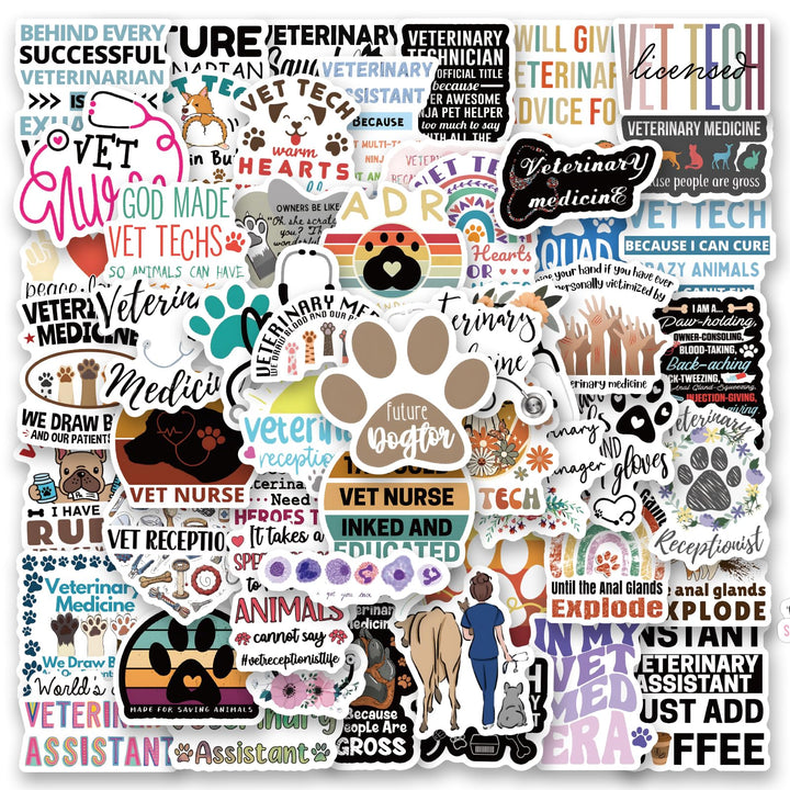 120 Stickers Divertidos Veterinarios Producto Original Impermeable - Imagen 2