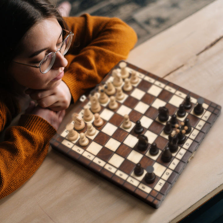 Juego De Ajedrez Husaria 11.3 Pulgadas Hecho A Mano Tablero Plegable Tradicional Europeo - Imagen 2