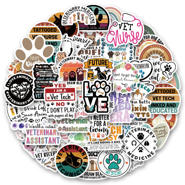 120 Stickers Divertidos Veterinarios Producto Original Impermeable - Imagen 1
