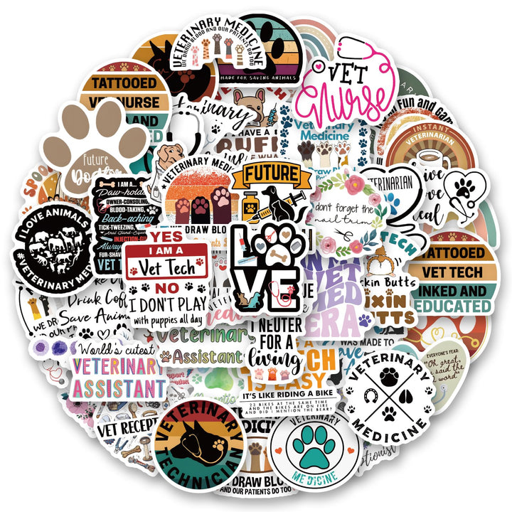 120 Stickers Divertidos Veterinarios Producto Original Impermeable - Imagen 1