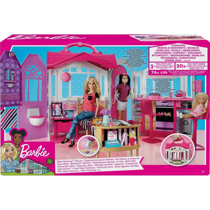 Casa De Muñecas Glam Getaway Barbie Rosado 2.5 Pies De Ancho Con 3 Habitaciones - Imagen 7