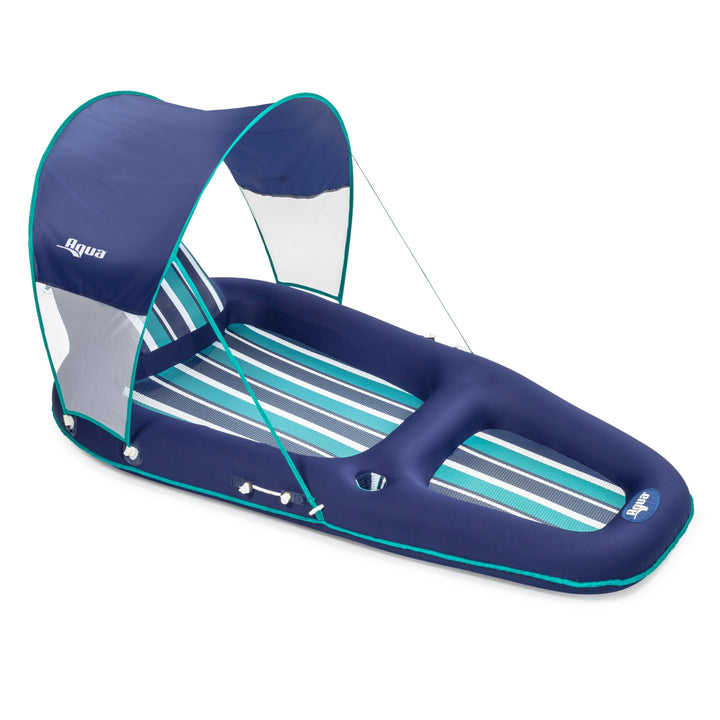 Aqua Flotador Inflable Con Reposacabezas Verde Extra Grande Con Toldo Y Portavasos - Imagen 1