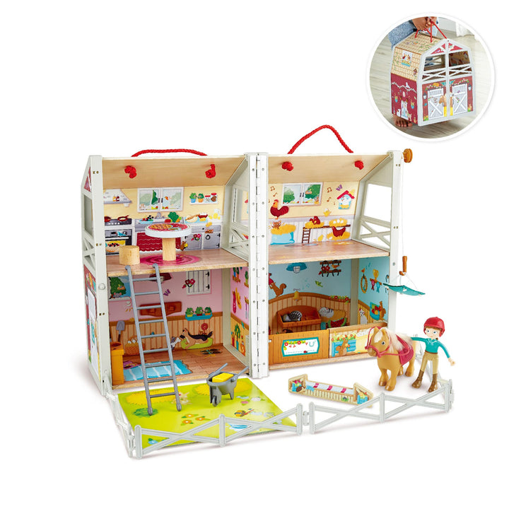 Hape Pony Ranch Barn Stable Club Playset Dos Niveles Y Accesorios Para Niños - Imagen 4