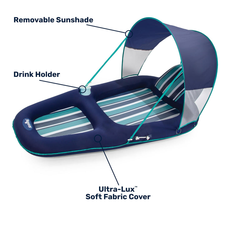 Aqua Flotador Inflable Con Reposacabezas Verde Extra Grande Con Toldo Y Portavasos - Imagen 6