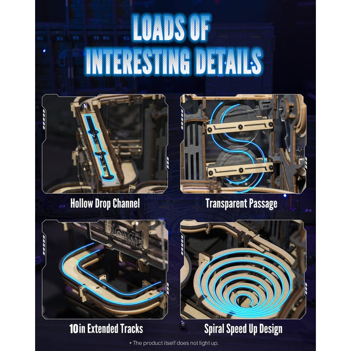 Rompecabezas De Madera 3D Rokr Canicas Nocturno Modelo LGA01 Construcción Completa - Imagen 5