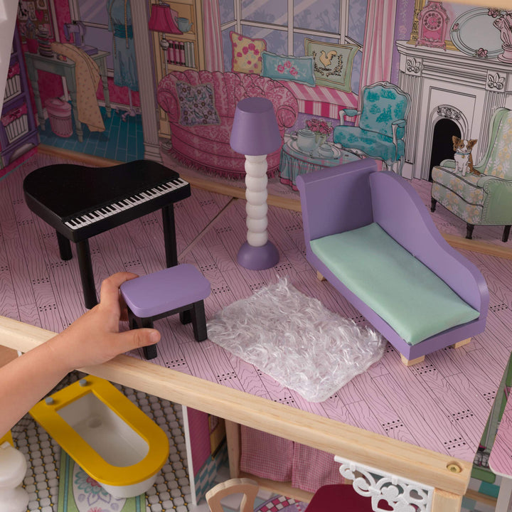 Casa De Muñecas De Madera KidKraft Annabelle Con Muebles Ascensor Y Detalles Elegantes - Imagen 11