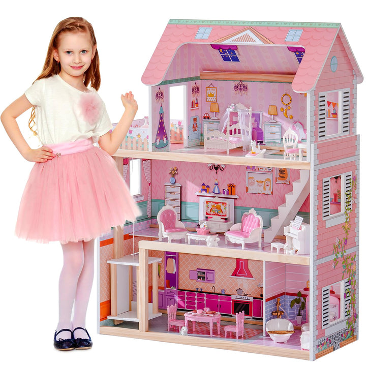 Casa De Muñecas De Madera Robud Dream Con 24 Accesorios Y Elevador Para Niños - Imagen 9