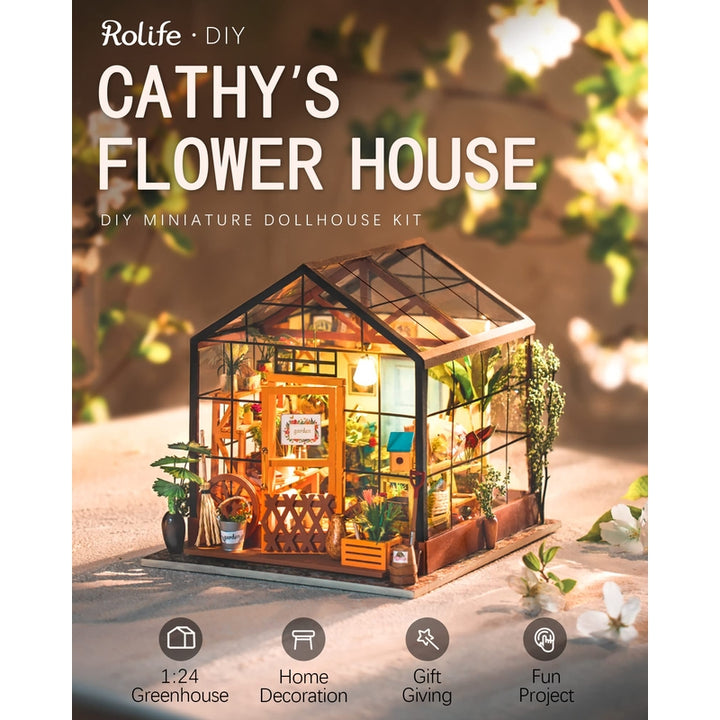 Rolife Kit De Casa De Muñecas Miniatura Diy Casa Verde Con Muebles Y Led - Imagen 3