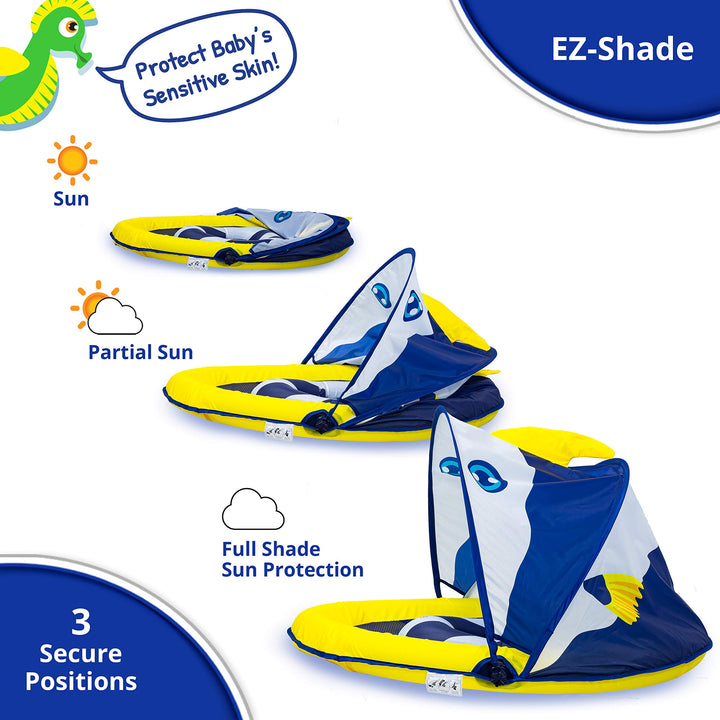Flotador De Piscina Para Bebés Swimschool Deluxe Con Toldo Ajustable - Imagen 3
