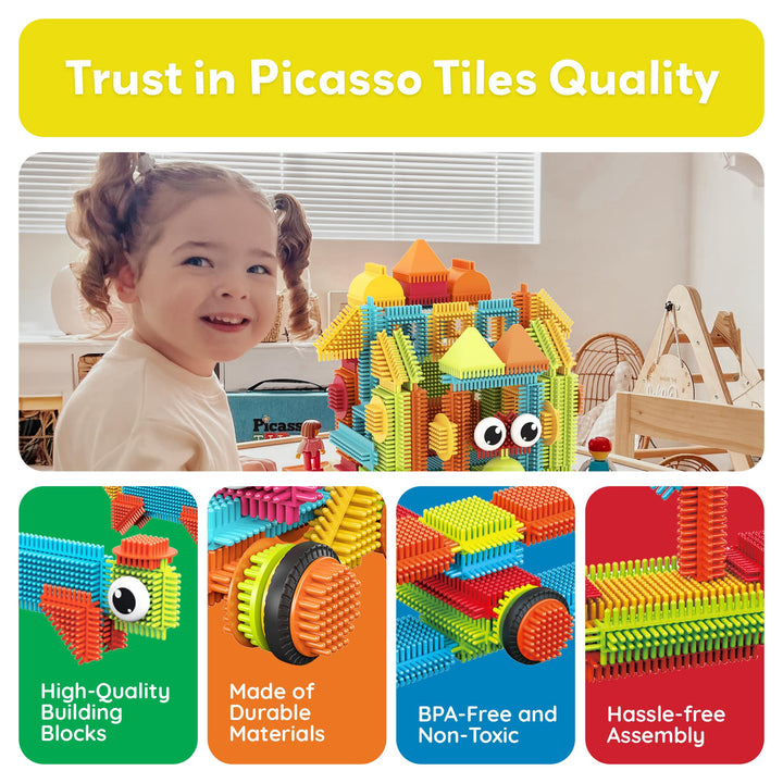 PicassoTiles PTB120 Set 120 Piezas Bloques Dentados 3D Educativo Creativo - Imagen 9