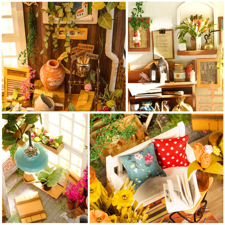 Set De Casa De Muñecas En Miniatura Jardín De Hadas Kit 3D De Madera Decoración - Imagen 5