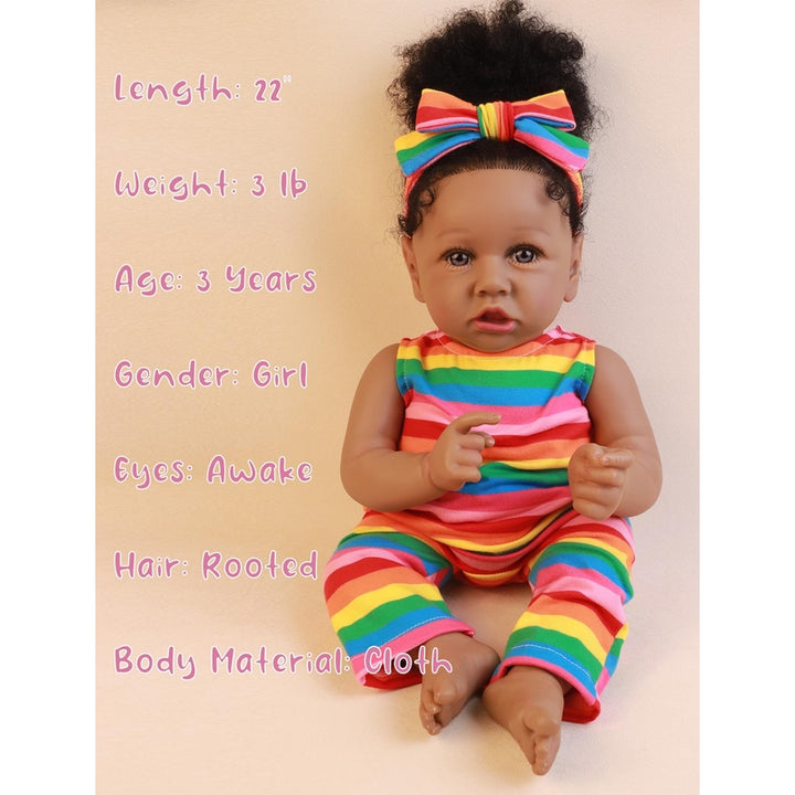 Muñeca Reborn Realista Afroamericana De 22 Pulgadas Con Cuerpo Suave Hoomai - Imagen 4