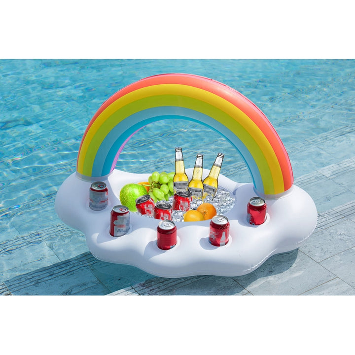 Jasonwell Soporte Inflable Para Bebidas De Nube Con Arcoíris Ideal Para Piscina Y Fiestas - Imagen 3