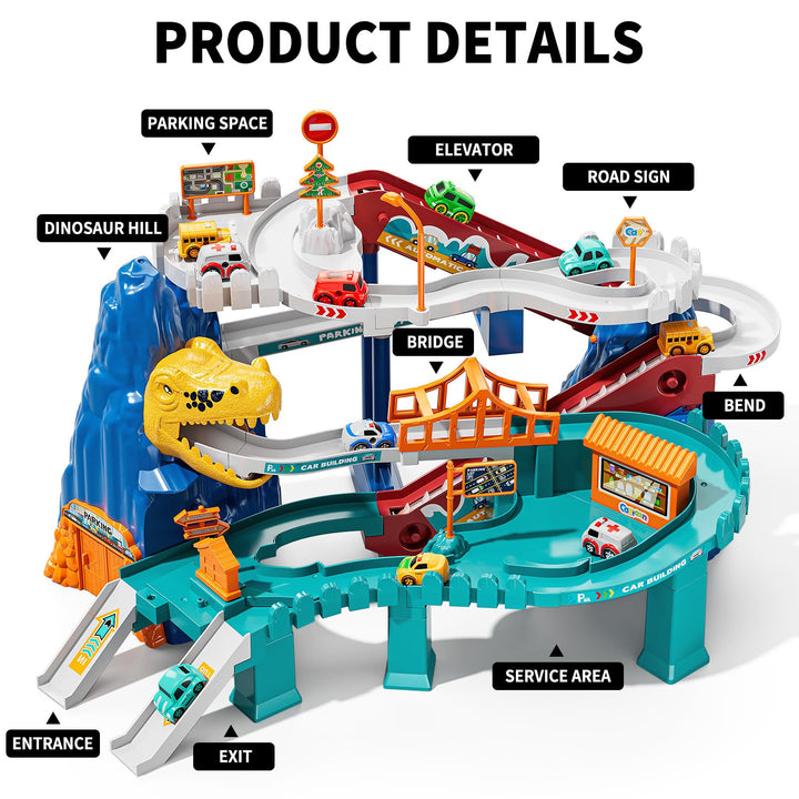Juego De Pista De Carreras Dinosaurios 10 Autos Educativos 3 - Imagen 3