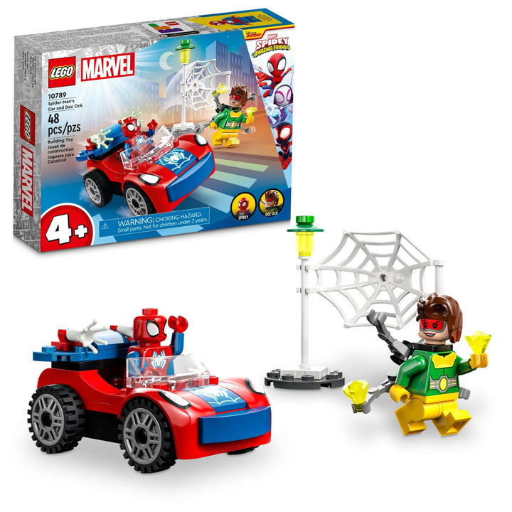Marvel Spider-Man Car and Doc Ock Juego de Construcción para Niños 4+ Piezas que Brillan - Imagen 1