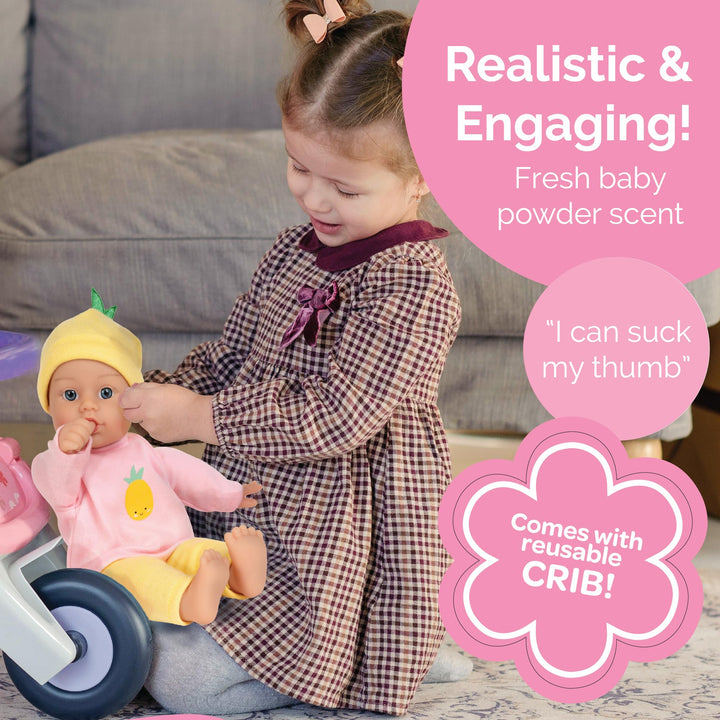 Muñeca Adora Sweet Baby Pineapple 28 Cm Lavable Ideal Para Niños Desde 1 Año - Imagen 3