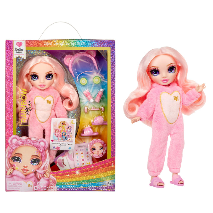 Rainbow High Jr High Bella Muñeca Rosa Fiesta de Pijamas 9 Pulgadas con Accesorios - Imagen 1
