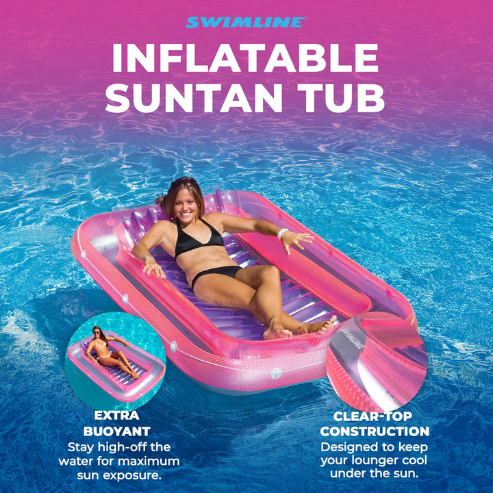Swimline Suntan Tub Flotador Inflable con Reposacabezas para Bronceado y Relax en Piscina y Patio - Imagen 3