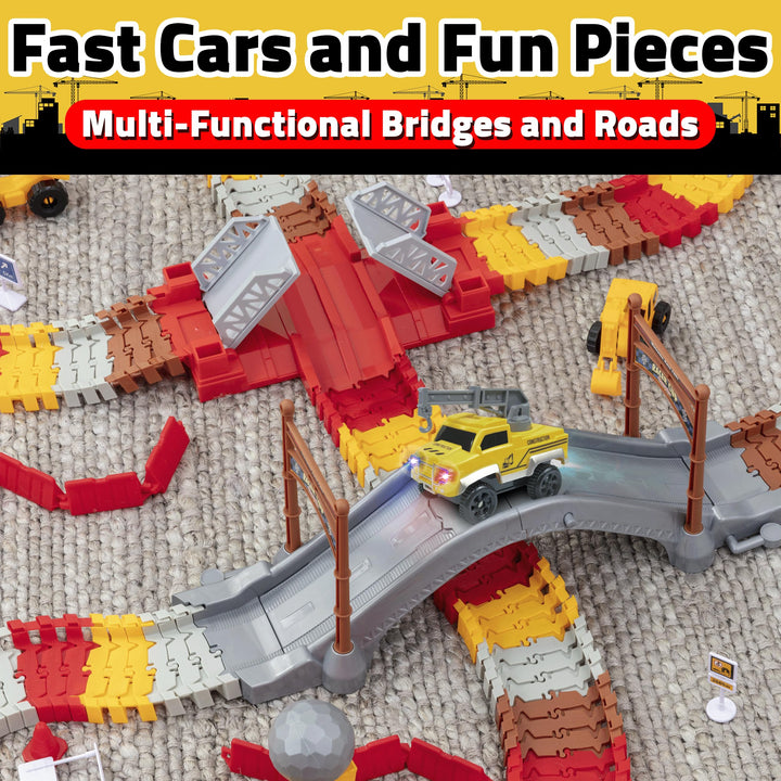 Snap Trax Juego de Pistas LED y Camiones de Construcción 251 Piezas para Niños - Imagen 5