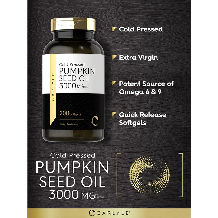 Carlyle Aceite de Semilla de Calabaza 3000 mg 200 Cápsulas Omega 6 y 9 Salud Natural - Imagen 3