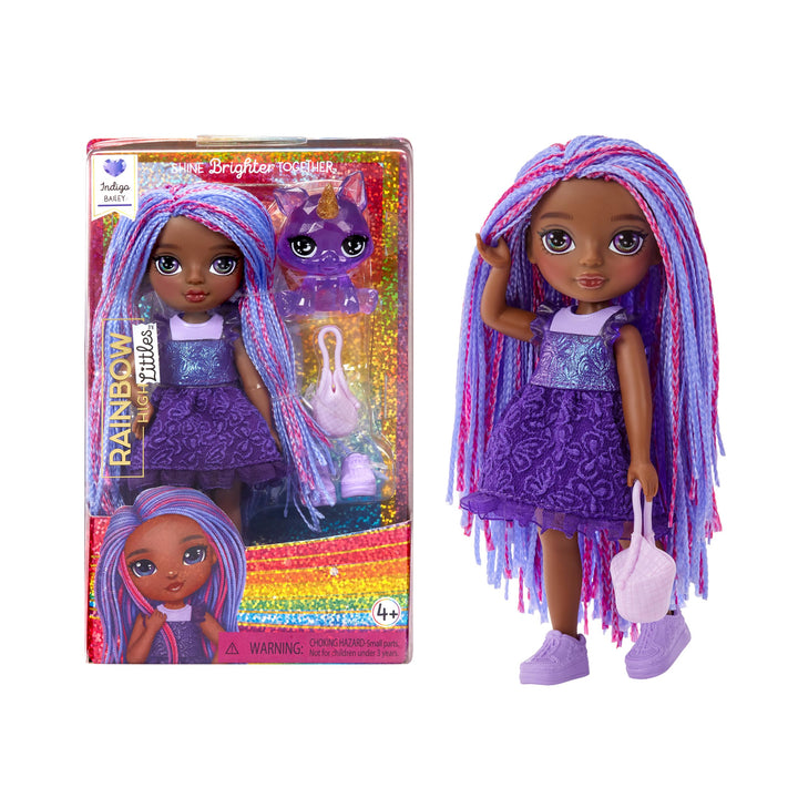 Muñeca Indigo Bailey Rainbow High Littles 5.5 Pulgadas Con Zorro Mágico - Imagen 1