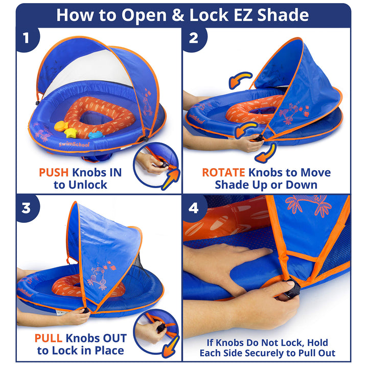 Flotador De Piscina Para Bebés Swimschool Deluxe Con Toldo Ajustable - Imagen 7