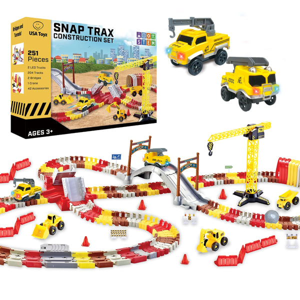 Snap Trax Juego de Pistas LED y Camiones de Construcción 251 Piezas para Niños - Imagen 1