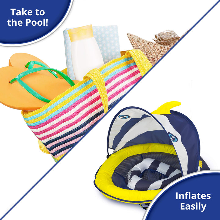 Flotador De Piscina Para Bebés Swimschool Deluxe Con Toldo Ajustable - Imagen 4
