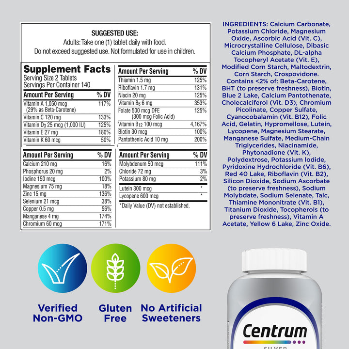 Multivitaminico Centrum Silver Men 50 Plus Salud Integral Y Memoria - Imagen 9