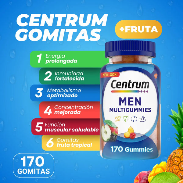 Centrum Multivitaminico Multimineral MultiGummies Para Hombre 170 Gomitas