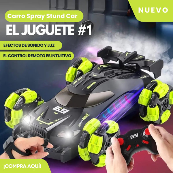 Carro Spray Stunt Car Verde Control Remoto Diversión Y Efectos Realistas Para Niños