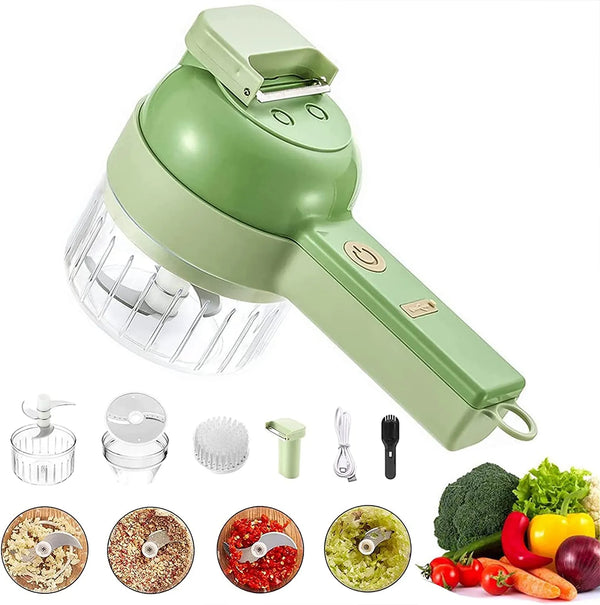 Cortador De Verduras Multifuncional 4 En 1 Recargable Usb Conveniencia Y Facilidad - almacenspeedway