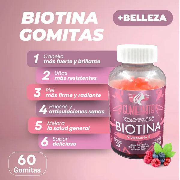 Gomitas De Colageno Y Biotina Para Cabello Uñas Y Piel Firme 60 Piezas
