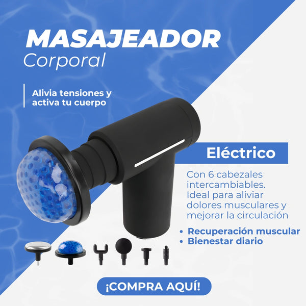 Pistola Masajeadora De Calor O Frío Con 6 Niveles Y Cabezales Para Dolor Muscular