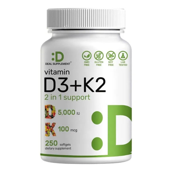 Suplemento de Vitamina D3 y K2 Deal Supplement 5000 IU 250 Cap