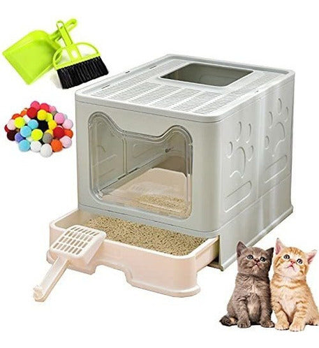 Caja De Arena Plegable Grande Para Gatos Hamiledyi Fácil Limpieza Y Portátil